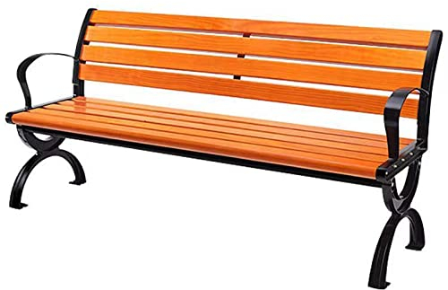 YSUEFIJO Gartenbank Metall Modern, Holzbank Garten Wetterfest, Parkbank mit Stahlrahmen, Parkbank Bis 320kg Belastbar, Sitzbank 2-4 Sitzer, Witterungsbeständig, Ergonomische Sitzfläche