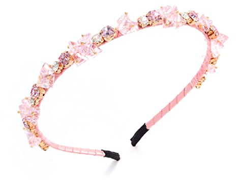 IYOU Fascia per Capelli di Cristallo Scintillante Cerchietti per Capelli Rosa con Strass Cerchietto per capelli Barocco con Perline Accessori per capelli per Feste di Compleanno per Donne e Ragazze