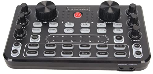 Sound-Mixer-Board, Live-Soundkarte und Audio-Interface-Soundboard mit Mehreren DJ-Mixer-Effekten, Sprachwechsler, Bluetooth-Rauschunterdrückung, Verwendung für Streaming,