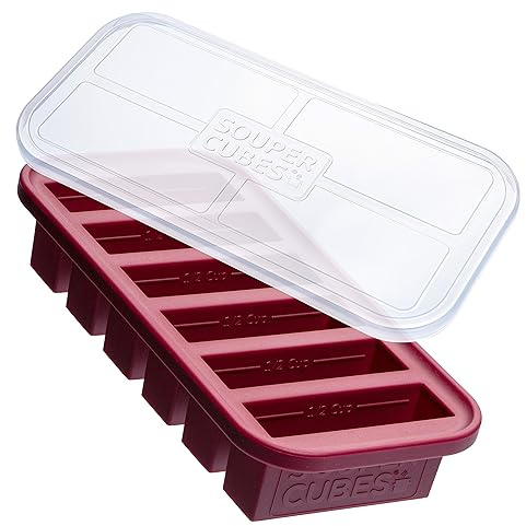 Souper Cubes 1/2 Cup Silicone Food Freezer Tray with Lid, Blueberry, 1-Pack | 100% Platinum-Cured Silicone Soup Freezer Mould, Oven & Microwave Safe, Perfect For Freezing Rice, Sauces, Juices, & More
