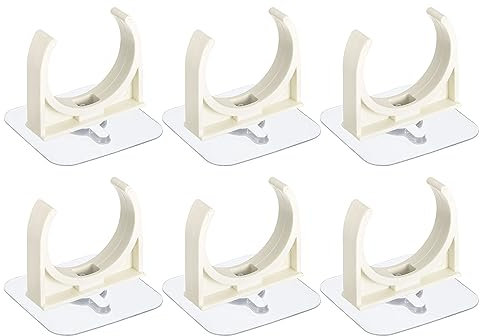 uxcell PVC Water Pipe Clamp Clips, 6pcs Fit for 50mm(2) OD Tubing Hose Hanger Support U-Shaped Pipe Clips with Adhesive for Water Pipe, Gas Tubing