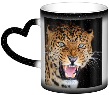 VducK Leopard Print Colour Changing Mug 11oz Personalised Magic Mug Tea Cup Ceramic Coffee Mug Heat Activated Colour Changing Mug
