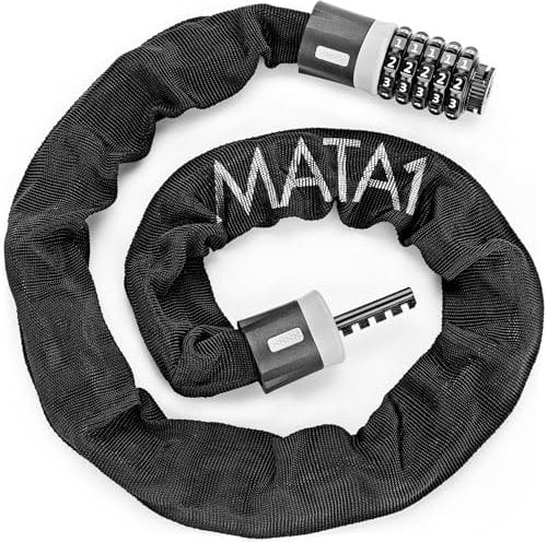 Mata1 - Bike Chain Lock - 3.5 ft / 1 m, Black - Anti-Theft with 5-Digit Combination Code - Heavy Duty Digital Cable Lock for Bicycles, Scooters & Kids Strollers