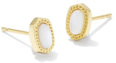 Kendra Scott Mini Ellie 14k Gold-Plated Stud Earrings in Ivory Mother Of Pearl, Fashion Jewelry for Women