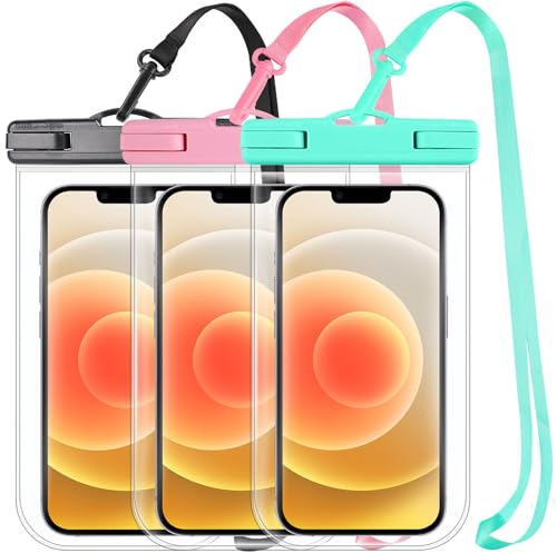 Razobws 3-Pack Waterproof Phone Pouch, Holiday Essentials Accessories Water Proof Case for Swimming Vacation Beach Kayak, IPX8 Travel Dry Bag for iPhone 15 14 13 12 11 Plus Pro Max Galaxy Pixel