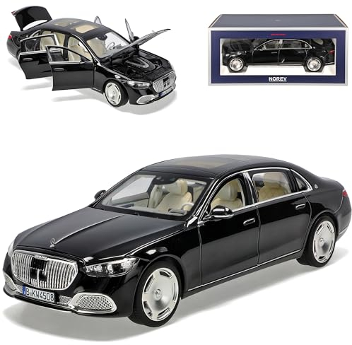 Maybach Mercedes-B S-Klasse Schwarz Metallic Modell Ab 2020 1/18 Norev Modell Auto mit individiuellem Wunschkennzeichen