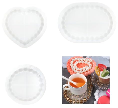 3 Stück Silikonform Tablett,Silikonformen Epoxidharz Gießform, Silikonformen Gießformen für Epoxidharz & Beton,Vielseitige Silikonformen für DIY Untersetzer, Kerzenhalter & Heimdekoration