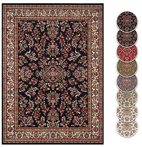 Teppich Boss - Design Kurzflor Orient Teppich Zabul orientalisch Perser Look, Farbe:Blau, Größe:80x150 cm
