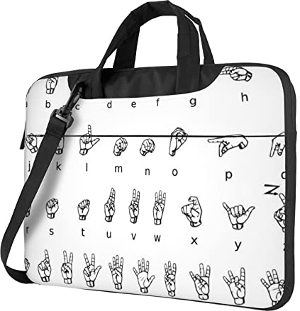 AABSTBFM San Francisco bedruckte Laptoptasche – Laptop-Hülle – moderne Laptop-Umhängetasche Computertasche für Business, Reisen, Schule, Büro, Gebärdensprache Alphabet, 15.6 inch