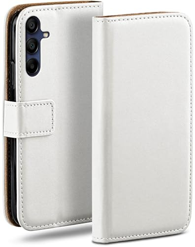 moex für Samsung Galaxy A15 (4G/5G) Hülle mit Kartenfach, Handyhülle klappbar 360 Grad Schutzhülle, PU Leder Handytasche Samsung Galaxy A15 (4G/5G) Klapphülle Flip Case, Weiß