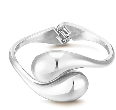 LILIE&WHITE Moderner Armreif für Damen – Silberfarbener offener Armreif mit organischem Design – Stilvoller Schmuck für Alltag und besondere Anlässe