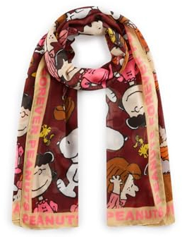 CODELLO PRINTED SCARF RECYCLED POLYESTER SNOOPY PEANUTS ALL OVER