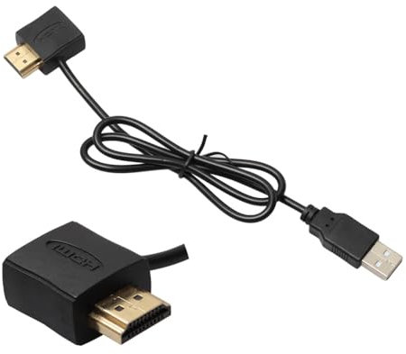 RIKYJIC Adattatore HDMI maschio a femmina con cavo di alimentazione USB integrato da 0,5 m per connettività senza interruzioni