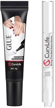 CurvLife Curvlife Semi-Hard Nail Gel 10g with Remover 5ml No UV Light for False Nails Clear
