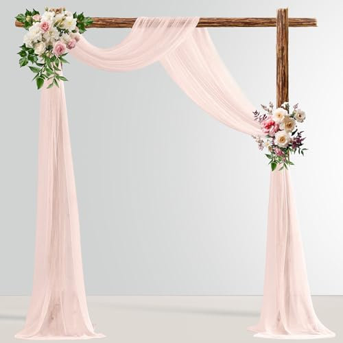 Wedding Arch Draping Fabric 28inx20ft Elegant Decorative Sheer Backdrop Curtain Hanging Drape for Banquets Home Decor (1 Piece)