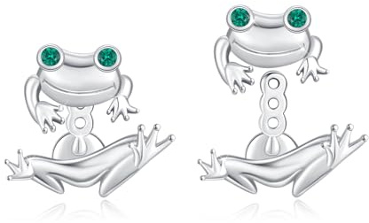 S925 Sterling Silver Tier Ohrringe Fledermaus Kolibri/Motten/Hai Ohrstecker Tier Geschenke für Frauen Schwester Geburtstag Weihnachten (Frosch Ohrringe)