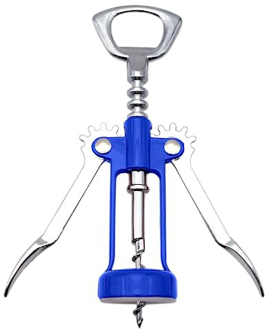 Cavatappi Colorato a Doppia Leva per Vino - Elegante e Moderno Apribottiglie Professionale, Tirabuscion per Bottiglie di Vino e Birra, Accessorio di Design Unico, Ideale Come Regalo (BLU)