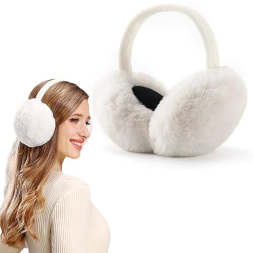 Cache Oreilles,Cache-Oreilles d'Hiver, Chaud Cache-Oreilles, Cache Oreilles Unisexe, Cache Oreilles Pliables, Pliable Protège-Oreilles, Unisex Cache-Oreilles Peluche,Chaud Oreille Manchons (Blanc)