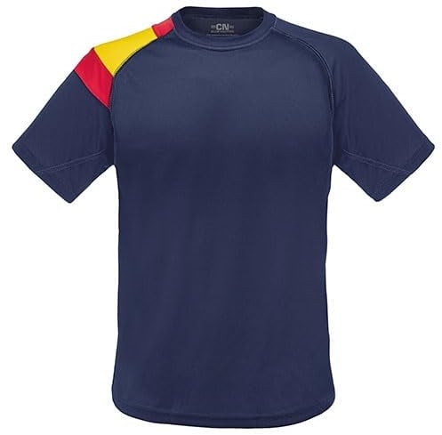 C&P Camiseta Personalizada, Bandera de España en Hombro Derecho | Manga Corta | 100% poliéster Elige tu Talla y Color Ideal | Personalizacion en DTF