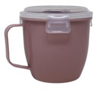 Taza de microondas con asa – 620 ml – Rosa – Con válvula de vapor y tapa de triple clip – Sin BPA, apta para lavavajillas y congelador