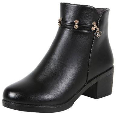 Generico Stivaletti Bassi Donna Stivali Brillantini Donna Side Zipper Boots For Women Ankle Boots Short Boots Single Shoes For Ladies Casual Shoes Stivaletti Donna In Pelle Stivali (Black, 42)