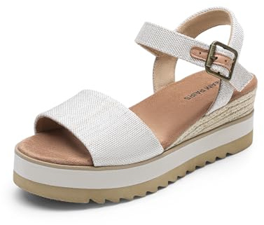 DREAM PAIRS Sandales à Talon Compensé pour Femmes Confortables Sandale Espadrilles d'Été Classique à Plateforme,Size 39,Canneaux Naturels,DWUMPS2504