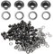 JIYIN 100 Satz Ösen 3mm, Metallösen Lochnieten Kleine Ösen Grommet Kit mit Unterlegscheiben für Leder Stoff Schuhe Handtaschen(Black)