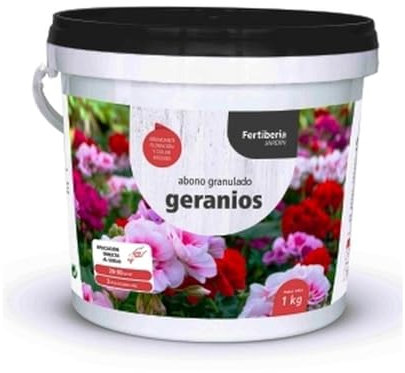 Abono granulado para geranios y plantas de flor 1kg - Fertiberia. Favorece el crecimiento de las plantas. Resistencia frente a plagas.