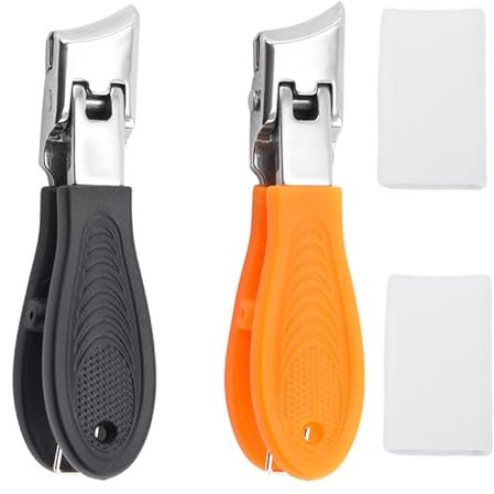 2 Stück Gebogene Nagelknipser, Abgeschrägter Nagelknipser, Schräger Nagelknipser Mit Breiter Öffnung Und Spritzschutz,Hochwertiger Nagelzwicker für Finger- & Fußnägel,Für Damen und Herren