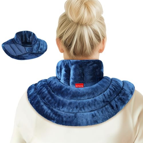 Comfytemp Microwave Heating Pad for Neck, Shoulders, 2.42LB Weighted Microwavable Neck Warmer for Pain Relief, Wearables Adjustable Heated Neck Wrap, Wheat Bags with Moist Heat Therapy, Recovery Gifts