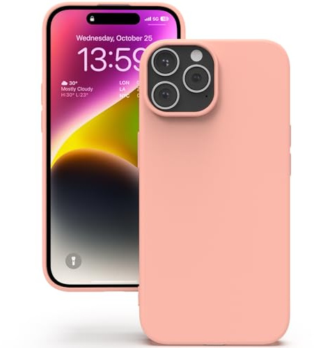 YATWIN Cover per iPhone 14 Pro Max, Custodia in Silicone Morbido con Tagli di Precisione per Fotocamera, Design Ultra Sottile, Protezione 360° con Bordi Rialzati, ‌Rosa‌