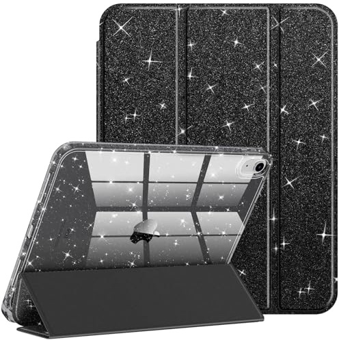 FINTIE Glitter Case for iPad A16 11th Gen 11 Inch and 10th Gen 10.9 Inch | [Built-in Pencil Holder] Sparkly Cover with Shiny Back Shell, Auto Wake/Sleep, Black