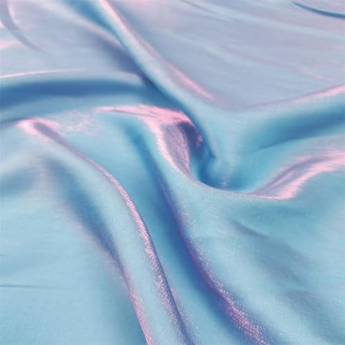 YKAFADE Satin Stoff Meterware 300cm * 150cm Modestoff Deko-Stoff Kostümstoff zum Nähen Bunt Glanz Satin Hauch Zart,zum Dekorieren Basteln Für Hochzeitskleider Tischdecken Vorhänge -Blau #1