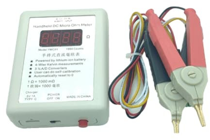 Fegtrtyoa Milliohmmeter DC Milliohmmeter 0.01-19.99Ω 20R Vierdraht-Kelvin-Messung Niedriger Widerstand Drahtwiderstand-Detektion Große Klemme