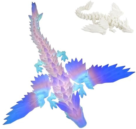 YHNMMNO 3D‑Gedruckter Kristalldrache, beweglicher Kristall‑Drache, im Dunkeln leuchtender 3D‑Druck Dekofigur, Oster‑Deko, bewegliche Sammelfigur als Geschenk für Erwachsene, Geburtstagsgeschenk