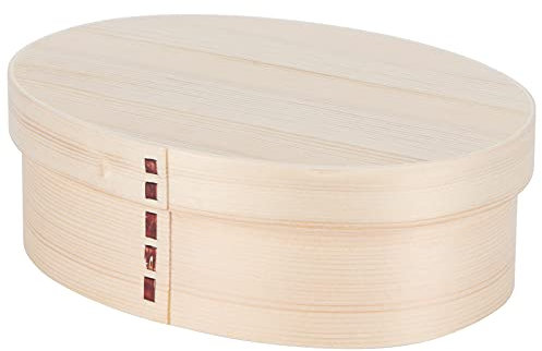 Nikou Caja bento de madera, 17,5 x 13,5 cm, contenedor de alimentos portátil para estudiantes y trabajadores, color madera, ideal para almacenamiento de sushi y comidas