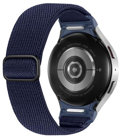 MoKo Bracelet Élastique en Nylon à un Clic Compatible avec Samsung Galaxy Watch 7 6 5 4 FE 40mm 44mm/6 4 Classic 43mm 47mm 42mm 46mm/5 Pro 45mm, Bracelet de Sport Réglable pour Femme Homme, Bleu Nuit