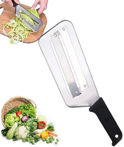 Dual Blade Julienne Cutter, Stainless Steel Dual Blade Julienne Cutter, Stainless Steel Shredder Knife, Cabbage Shredder Kitchen Grater Slicer,Multifunctional Vegetable (Black)