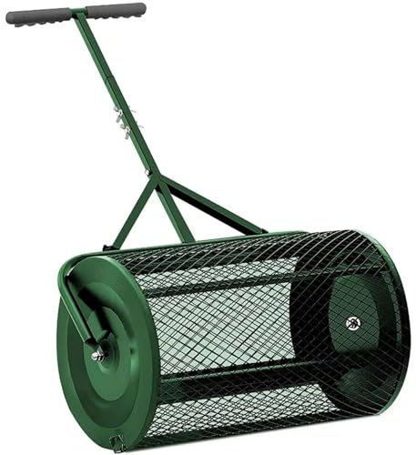 DONGGANSHI Compost Spreader,Lawn and Garden Peat Moss Roller,Peat Spreader,Garden Peat Moss Roller,for Spreading Manure,Green-32 * 60cm