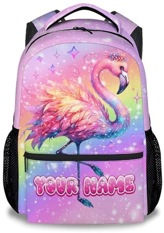 CustomWish Personalisierter Mädchen-Rucksack – Schulrucksack mit Namen, niedlicher Regenbogen-Rucksack für Kindergarten, Vorschule und Grundschule