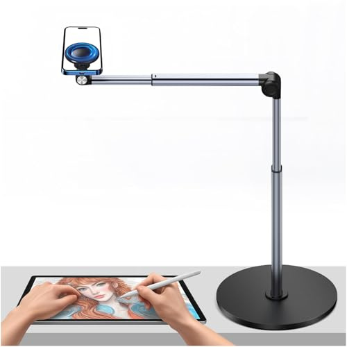 yAyusi Magnetisch Overhead Stativ Handy für iPhone, 30 cm Lang Handyhalterung Zum Filmen, Verstellbar und Handy Stativ Tisch, Geeignet für Live-Übertragungen, Meetings, Kochen, Nail-Art-Videoaufnahmen
