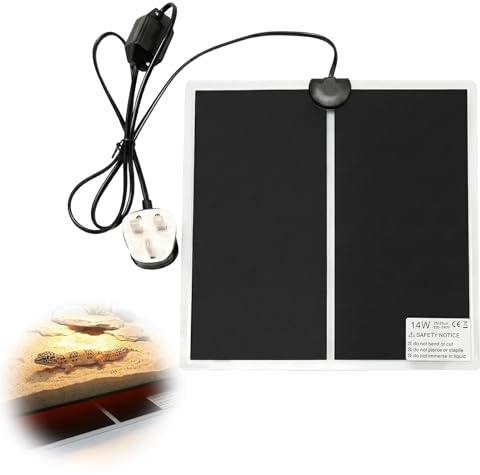 Wriligel Reptile Heat Mat, Manual Adjustable Terrarium Heat Mats, Small Heat Mat for Tortoise Snake Lizard Gecko Turtle and Amphibian Enclosures(14W, 11x11 inches)