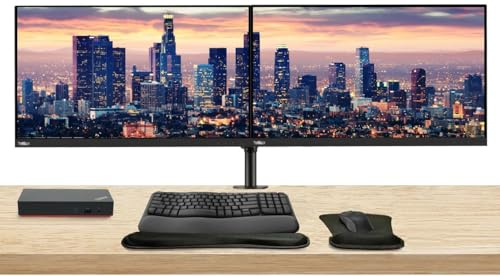 Lenovo ThinkVision T27p 27” 3840 x 2160 4K UHD, 2-Pack Bundle with DisplayPort, Ethernet, Dual Monitor Stand, ThinkPad USB-C Dock, MK670 Wireless Keyboard & Mouse, Mouse & Wrist Pad, CAM 313 Webcam
