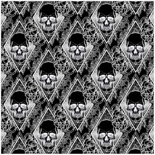 Wallario Glasbild Totenkopf-Muster - 30 x 30 cm Wandbilder Glas in Premium-Qualität: Brillante Farben, freischwebende Optik