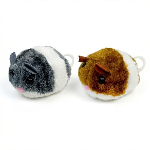 Maslasee Hamster Toys, Wind Up Mouse Toys for Hamsters – Automatic Moving Hamster Toy for Small Pets, 2 Pack Clockwork Toy for Rats, Gerbils, Mice, Grey Brow