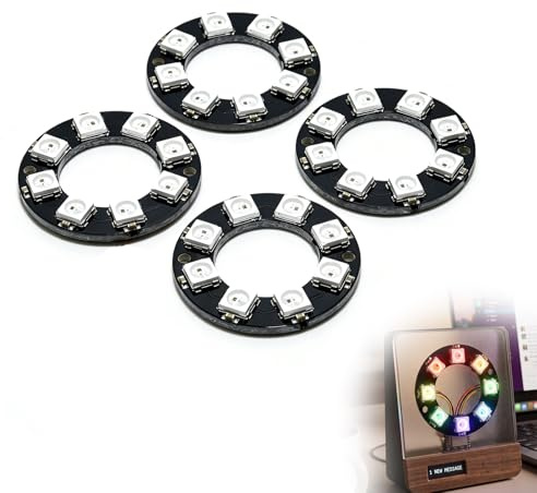Zolara 4 Stück RGB LED Ring Modul, 5050 LED Vollfarbe RGB-Lichtmodul, 5V RGB LED Ring, Schwarz, kompatibel mit WS2812B 12-Bit 50mm, Arduino, Raspberry Pi, DIY-Projekte