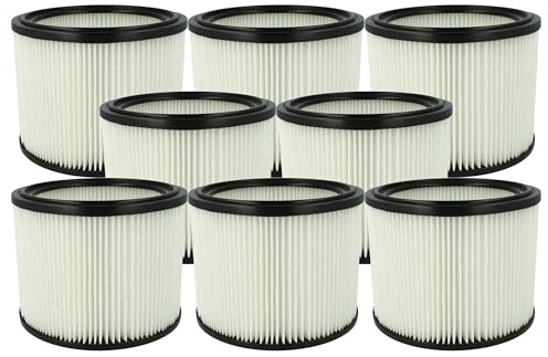 vhbw 8x Filterelement kompatibel mit Nilfisk Aero 21B 0L BP36V Nass-/Trockensauger - Feinstaubfilter Papier/Gummi