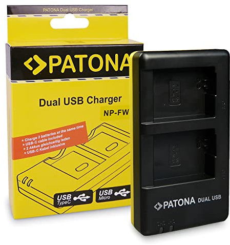 PATONA Dual Charger for NP-FW50 Battery compatible with Sony NEX-3 NEX-5 NEX-7 NEX-C3 A33 A55 with micro USB
