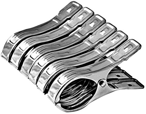Vicloon 6 Stück Edelstahl Strandtuch Clips Große Wäscheklammern, Wäscheklammern Groß Edelstahl für Tägliche Wäsche, Strandtuch, Badetuch, Bettwäsche und Dicke Kleidung (6 Pcs)