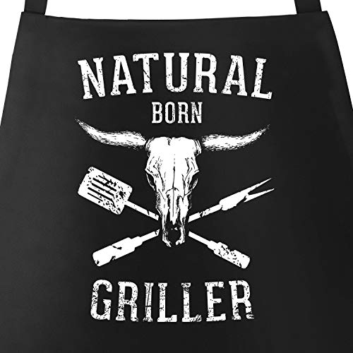 MoonWorks Grill-Schürze für Männer mit Spruch Natural Born Griller Vintage schwarz unisize